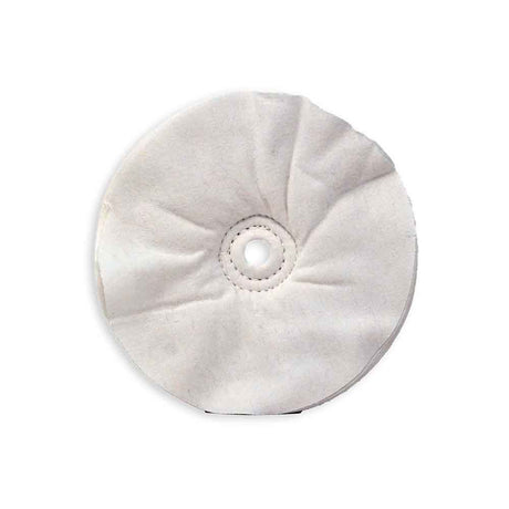 Zephyr 8" white domet flannel 40-Ply buffing wheel, close-up