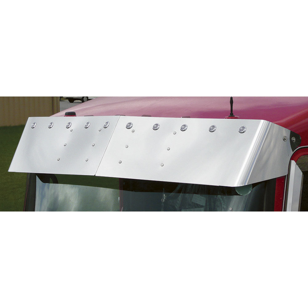 Kenworth Curved Windshield 13" Visor with Bullseye LED Lights & Bezels