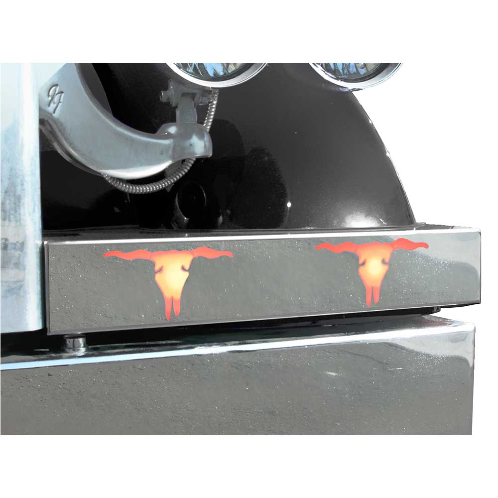 Peterbilt 379 Stainless Steel Blinker Bar with Bull Skull Cutouts