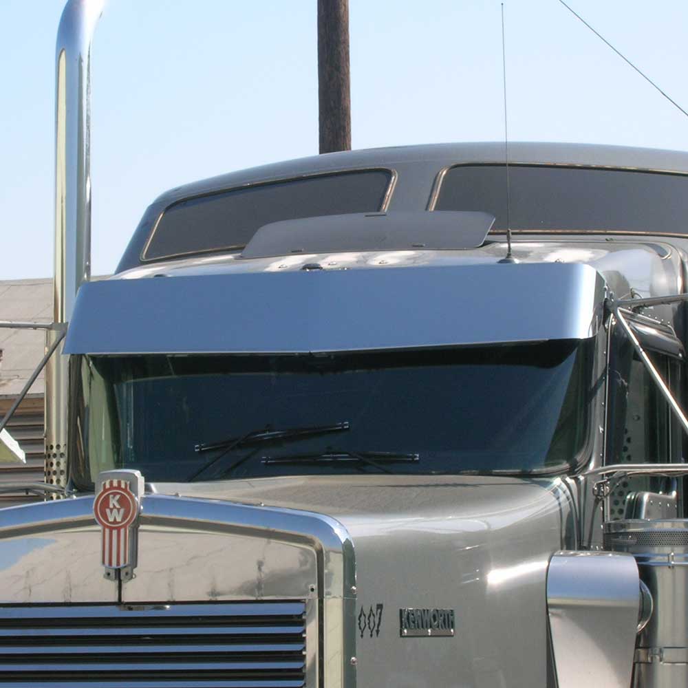 13" SS Blind Mount Visor 1967-2024 KW T600, T660, T800, W900 for Curved Windshields