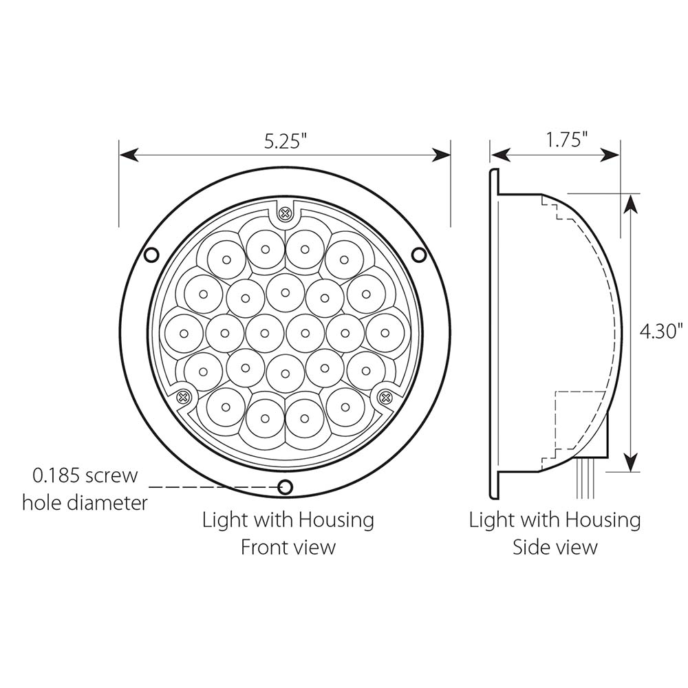 4" White Pearl LED Light in Housing w/#1157 Plug