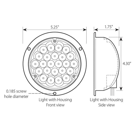 4" White pearl LED light in housing w/#1157 plug, close-up