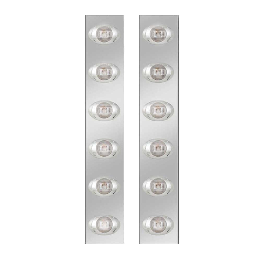 Peterbilt 15" Stainless Steel Rear Air Cleaner Panels with 6 P3 LED Lights