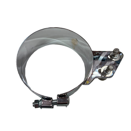 Peterbilt 359, 379 chrome 7" angle bracket clamp, close-up