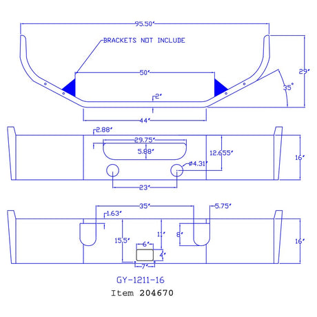 Mack Cxu, Anthem 16" set back axle chrome bumper, close-up