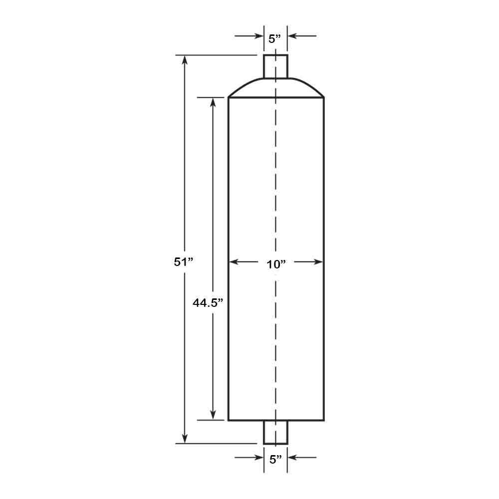 5" Inlet/Outlet Straight Flow Aluminized Muffler 51"L