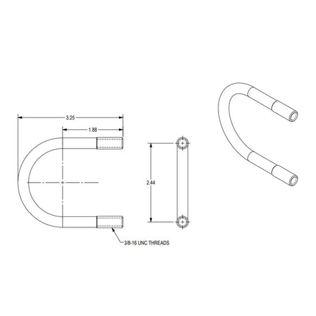 Stainless steel u-bolt kit, close-up