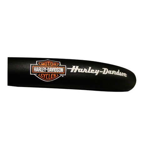 Close-up of Harley-Davidson black steering wheel cover