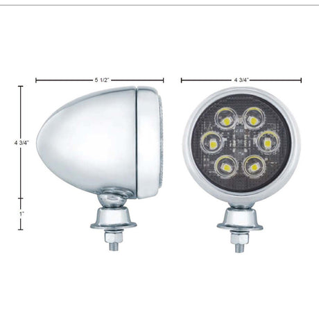 5" 6 LED stainless steel teardrop work light, close-up