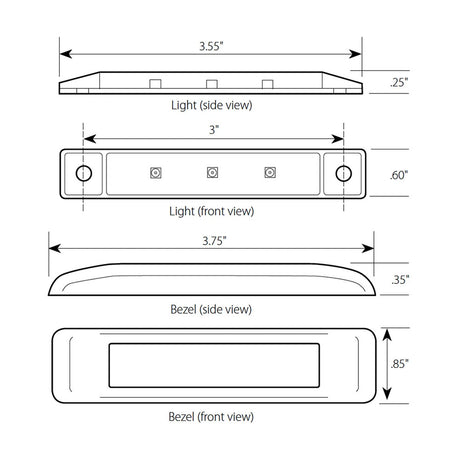 3.5" Ultra thin LED marker light with bezel