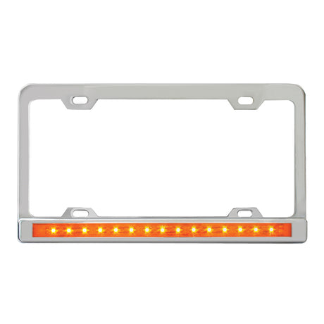 Chrome 4-Hole license plate frame with 12" light bar