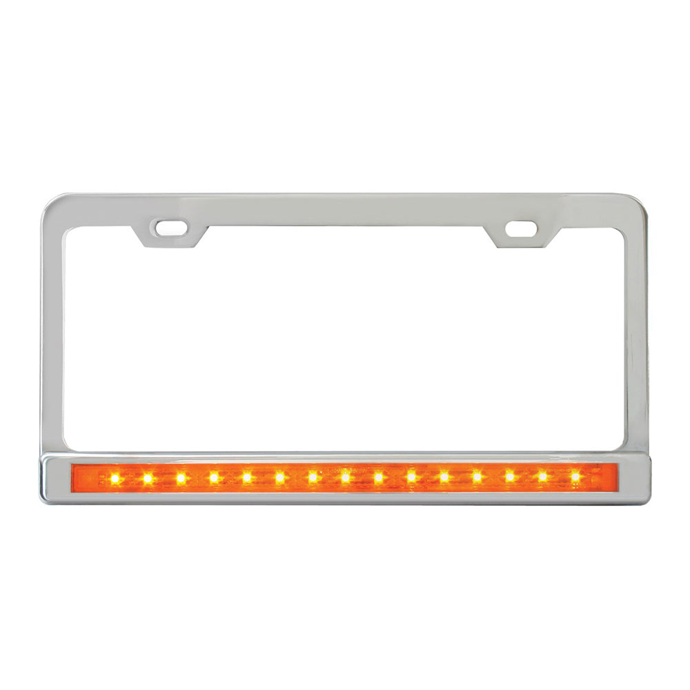 Stainless 2-Hole License Plate Frame with 12" Light Bar