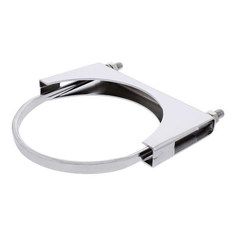 6" Chrome u-bolt exhaust clamp, close-up