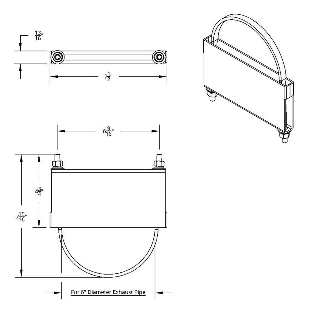 6"D Stainless Steel U-Bolt Exhaust Clamp