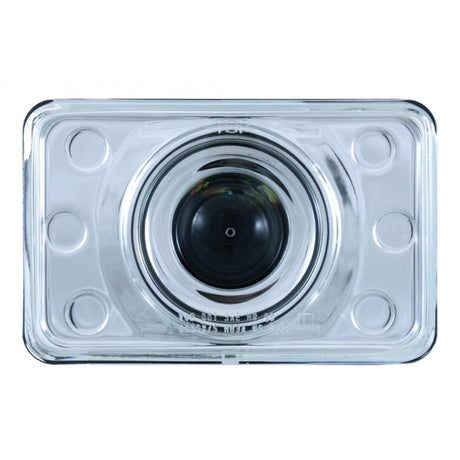 Low beam crystal projection style headlight, close-up