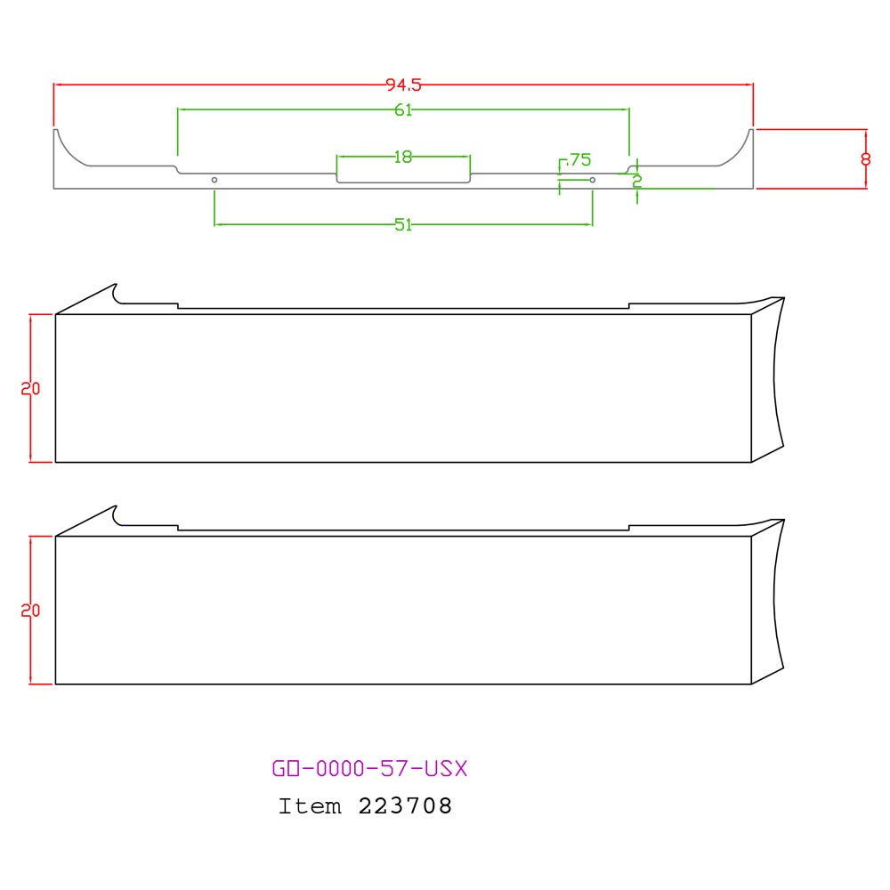 20" American Eagle Blank Bumper for FL, PB, WS