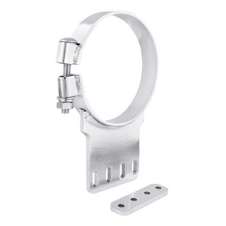 Kenworth 5"D chrome exhaust clamp, close-up