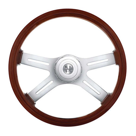 4 Spoke 18" wood steering wheel with hub for Peterbilt, Kenworth for semi trucks