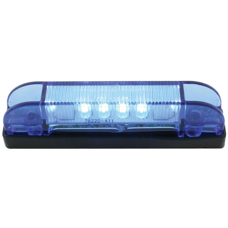 Blue thin line wide angle LED light 4"L x 1/2"W, close-up