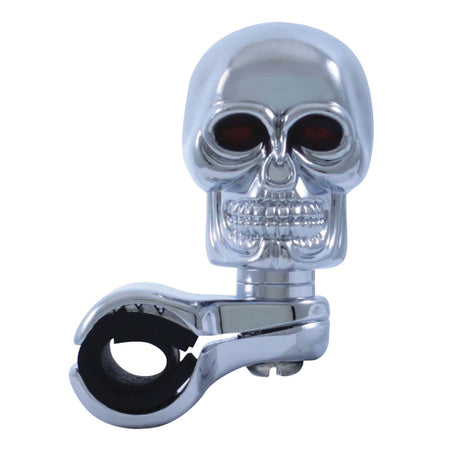 Chrome skull steering wheel spinner