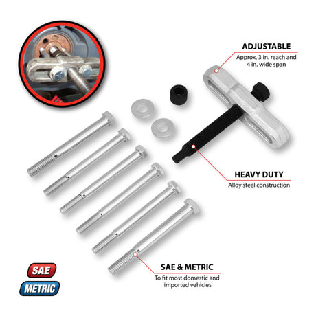 Steering wheel puller kit, close-up