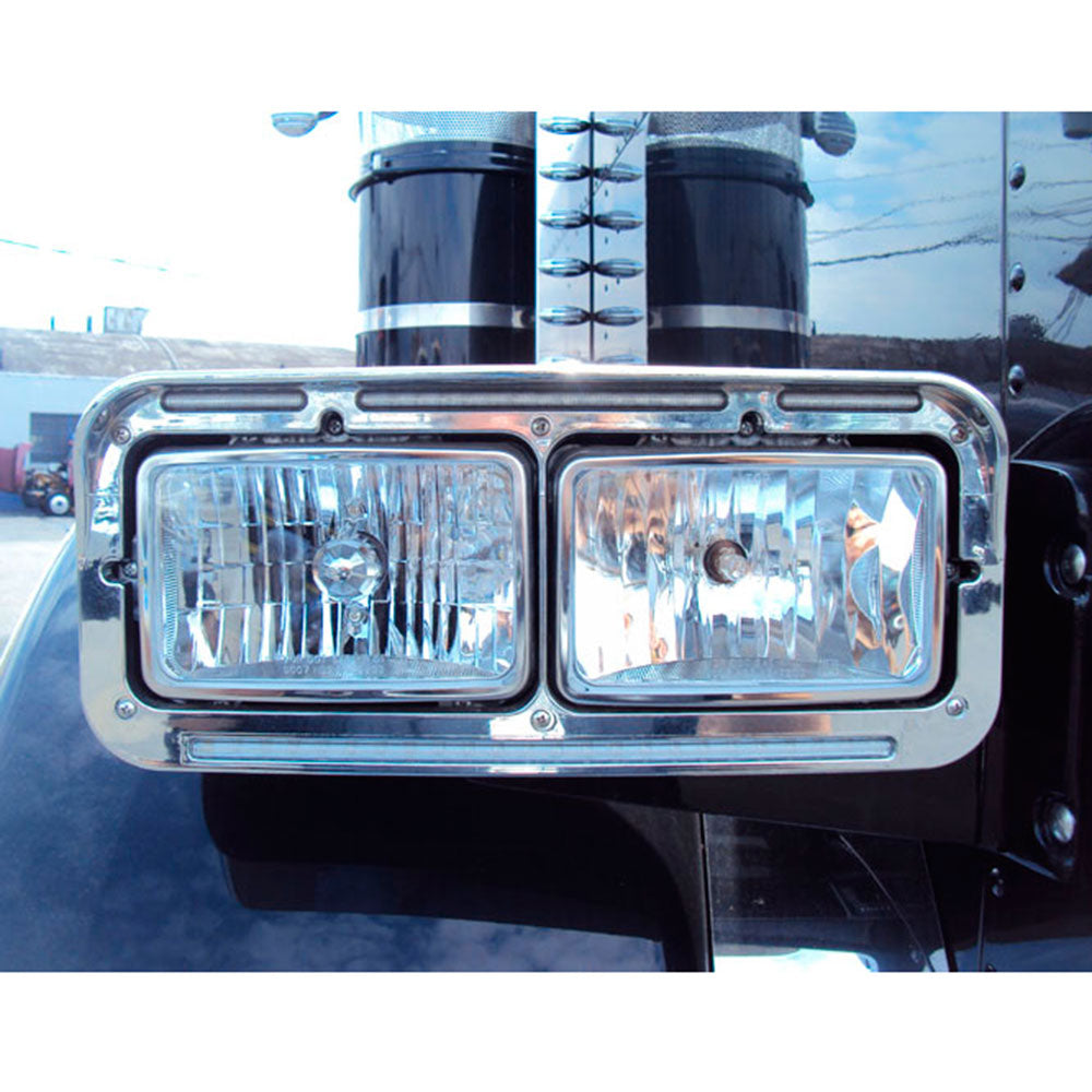 Dual Rectangular Headlight Bezel 50 Flatline LED Lights