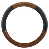 Wood Grain Steering Wheel Cover Black Grips 18"