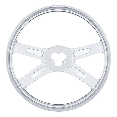 4 Spoke stainless steel steering wheel 18"