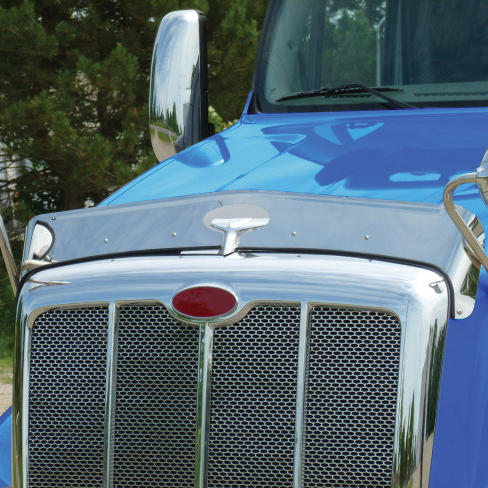 Peterbilt 587 Stainless Hood Shield Bug Deflector