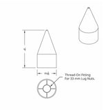 33mm x 4-1/8" Chrome Spike Nut Cover - Thread On