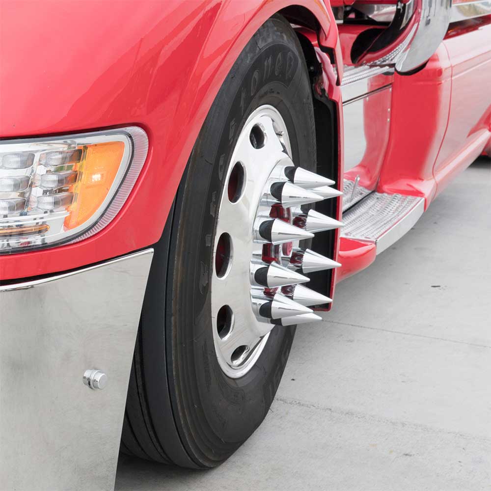 33mm x 4-1/8" Chrome Spike Nut Cover - Thread On