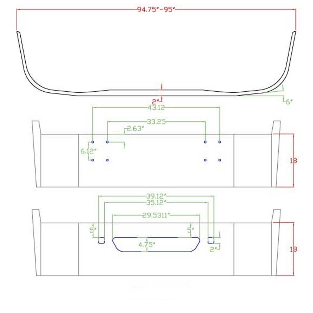 International 9100, 9200, 9400 18" Chrome Bumper