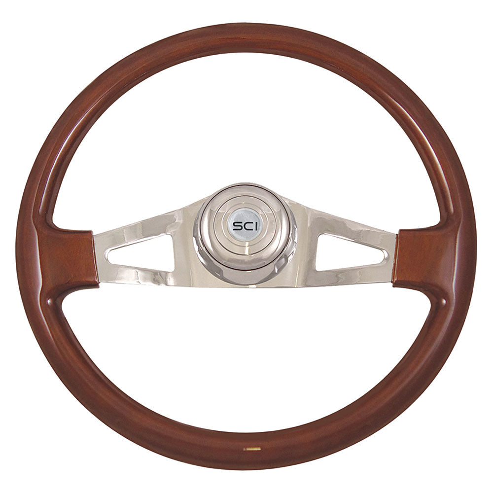2 Spoke Pinion Mahogany Steering Wheel 18"