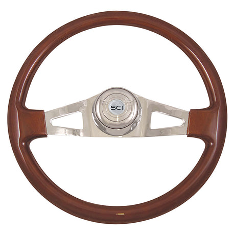 2 Spoke pinion mahogany steering wheel 18"