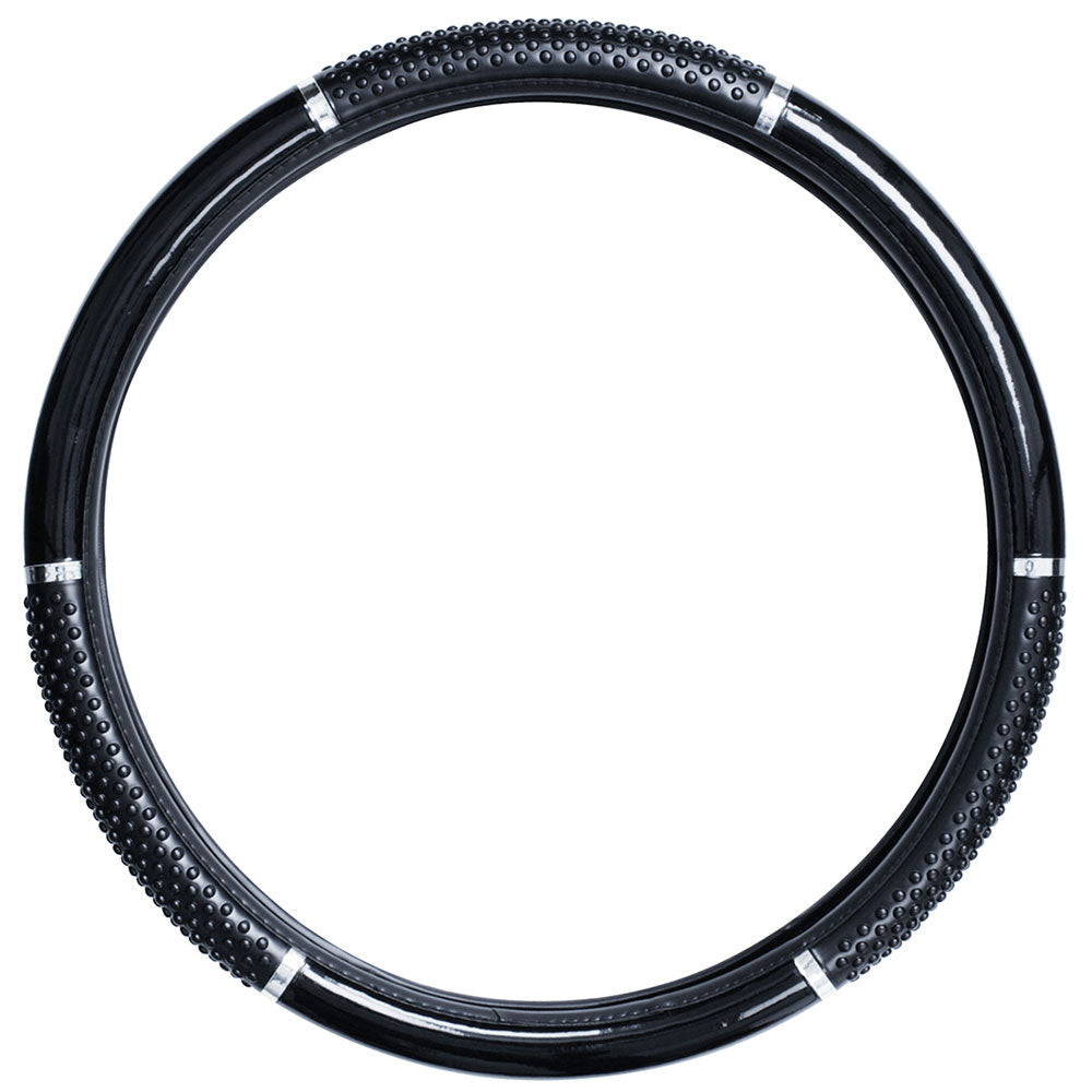 Black Steering Wheel Cover with Grippers 18"