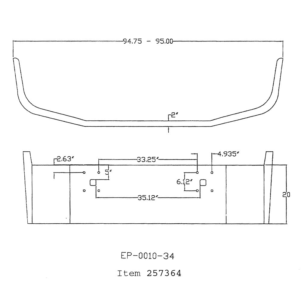 International 9100, 9200, 9400 20" Chrome Bumper