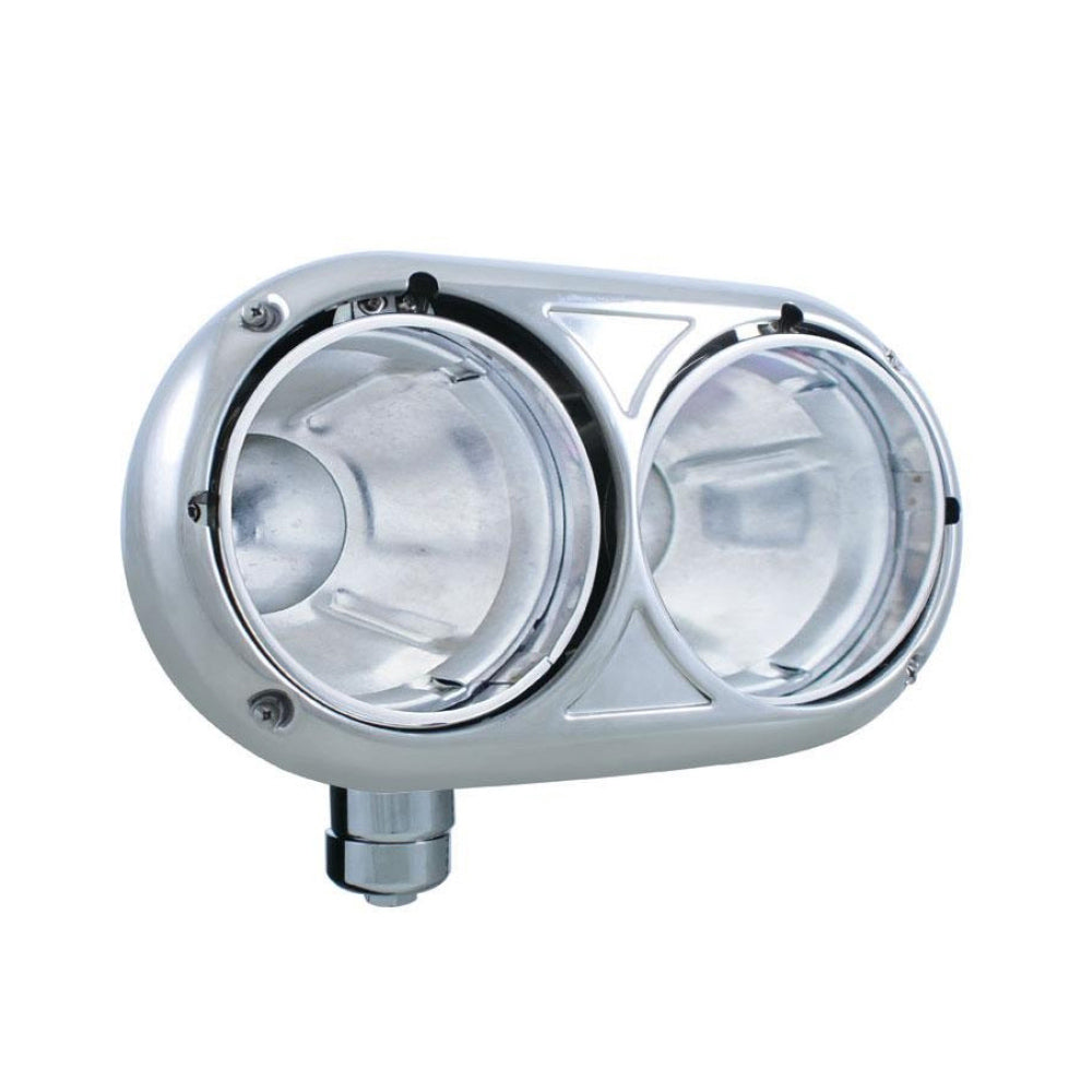 Peterbilt 359 Stainless Dual Headlight Housing with Inner Lamp Bucket