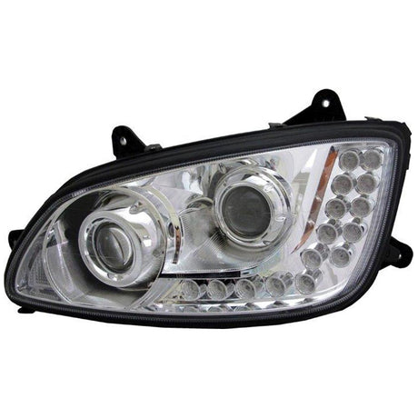 Kenworth T660 projector and LED headlights, close-up
