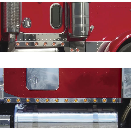 Close-up of PB 379 cab and 70" sleeper panels with 2" LED lights