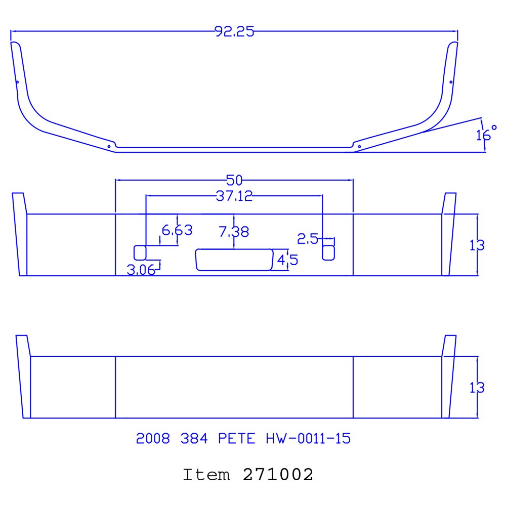Peterbilt 384 13" Set Back Chrome Bumper