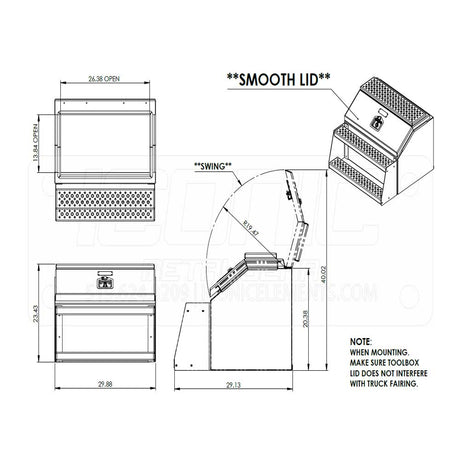 30" Big mouth step tool box, close-up