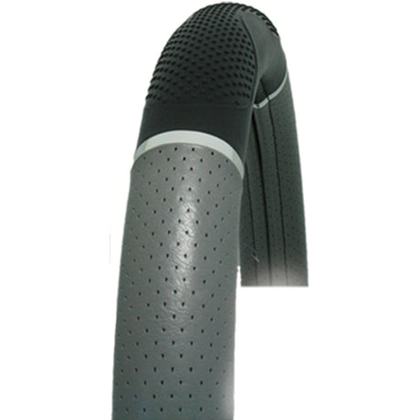 Black and gray steering wheel cover hand grips 18", close-up