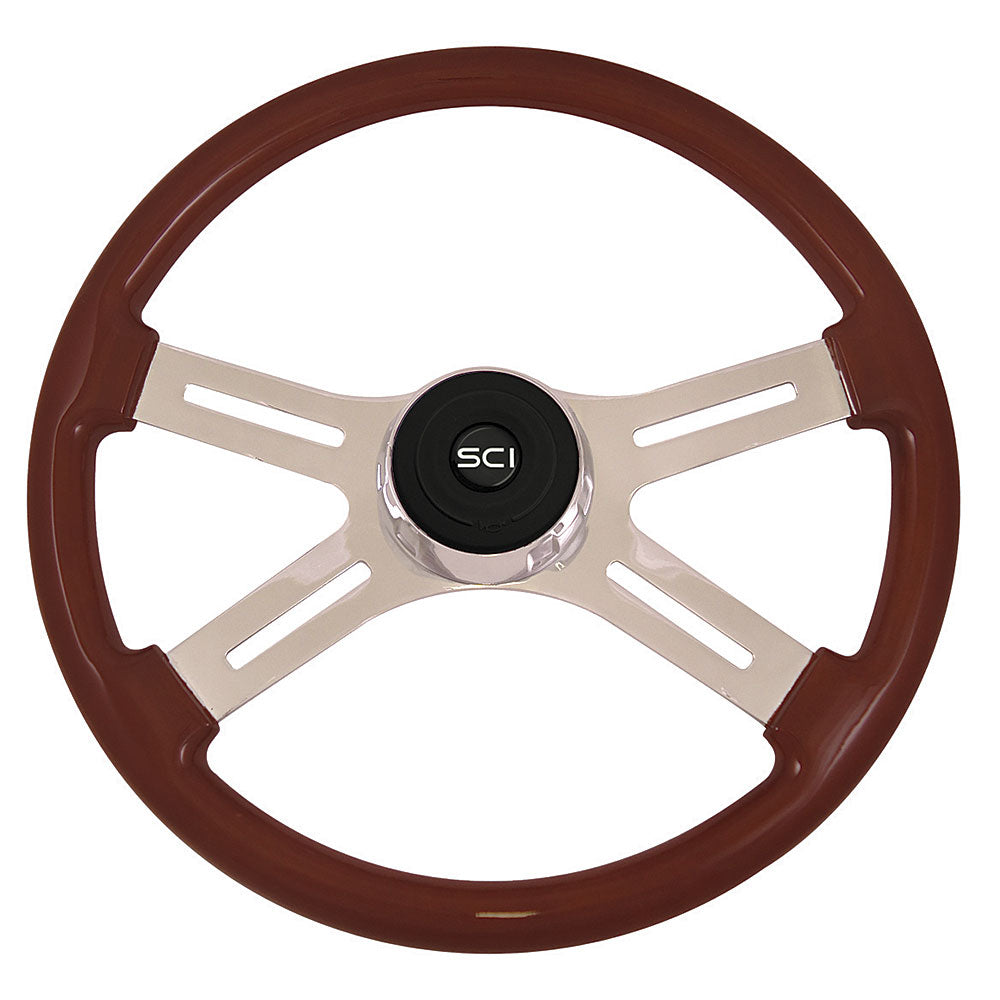 4 Spoke Classic Mahogany Steering Wheel 18"