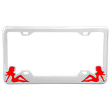 Chrome Sitting Ladies License Plate Frame