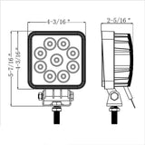 4" 9 LED Square Flood Work Light