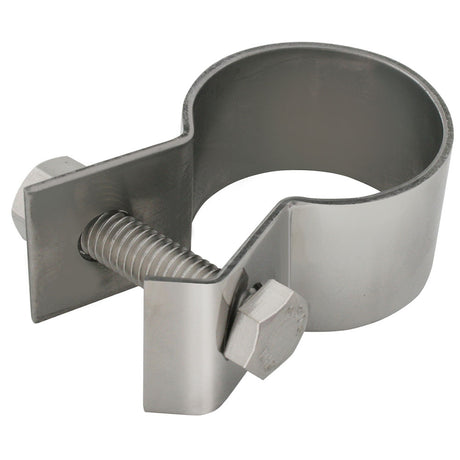 Stainless steel 2" fender clamp, close-up