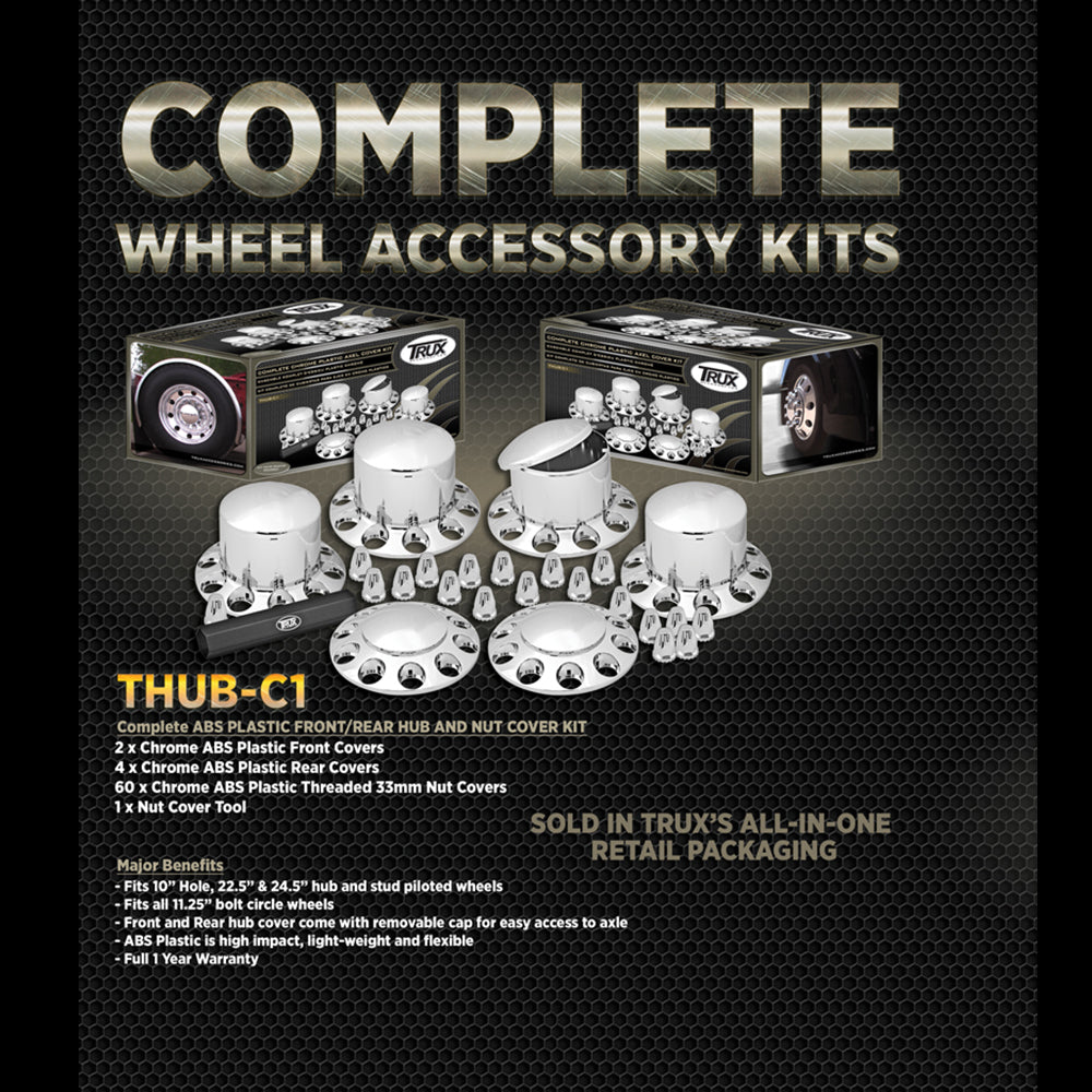 Front & Rear Axle Cover Kit, Dome, 33mm Threaded