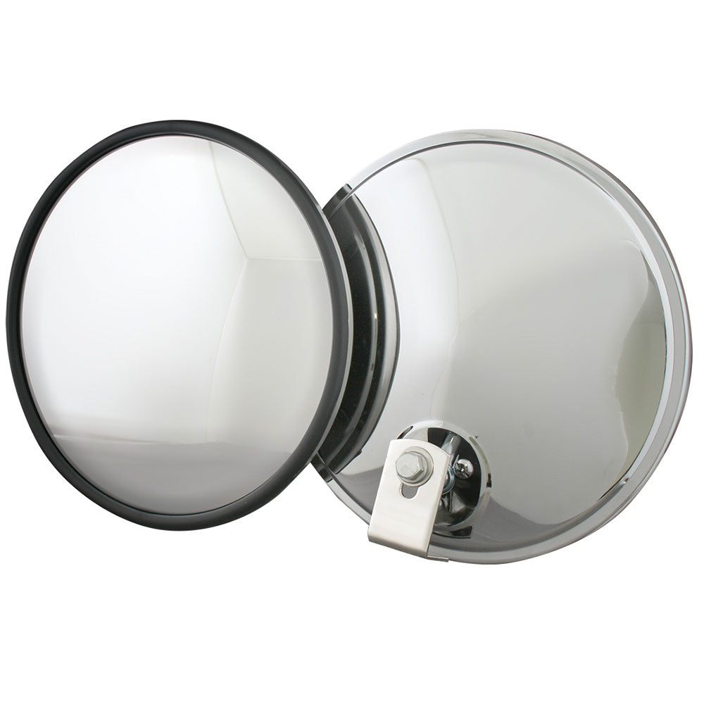 Stainless 8" Convex Blind Spot Mirror Offset Mount