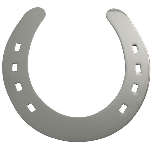 Chrome horseshoe cut out stud mount, close-up
