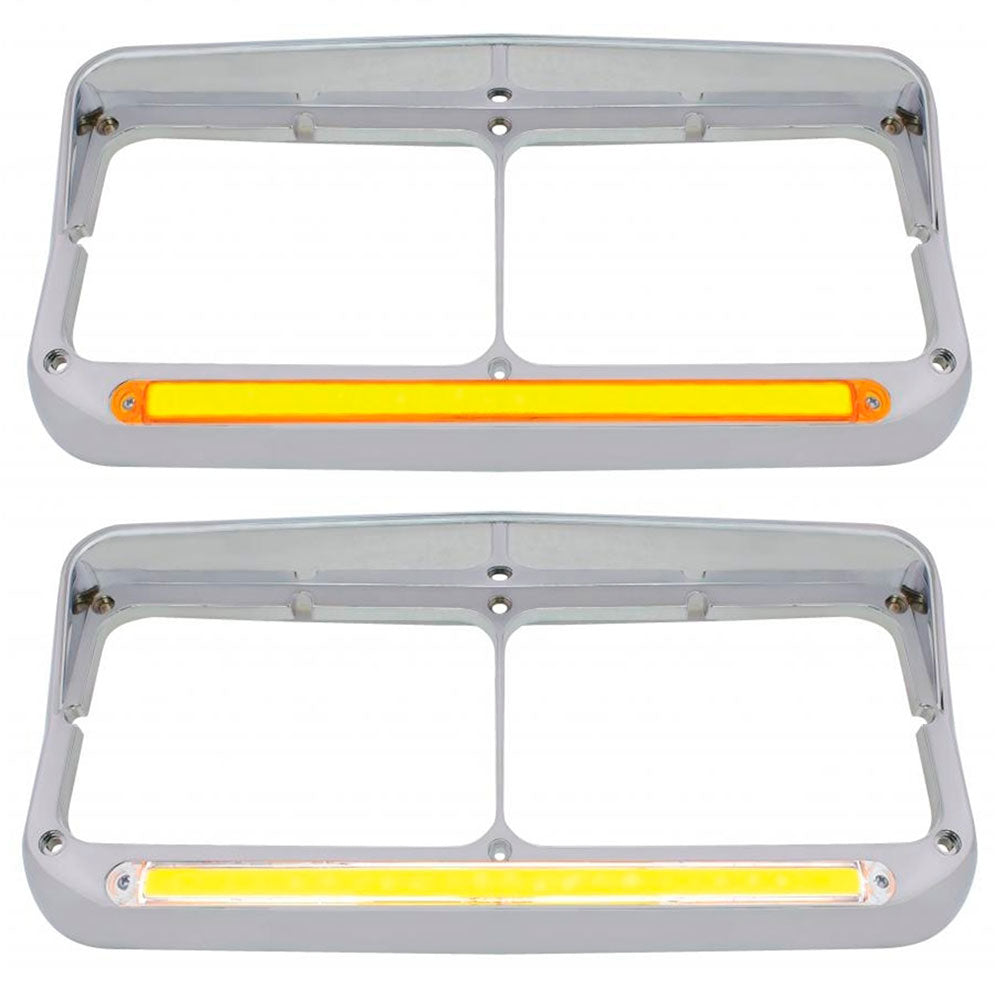 Dual Rectangular Headlight Bezel with GLO LED1